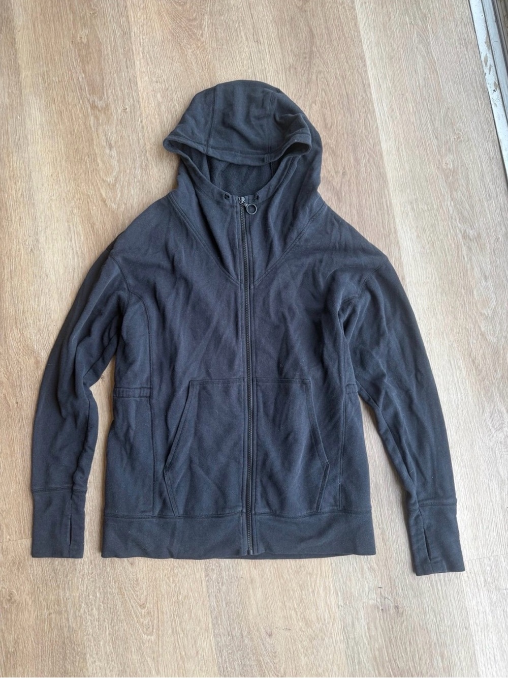Fabletics Black Zip Up Hoodie Jacket Thumb Hole Athletic XS